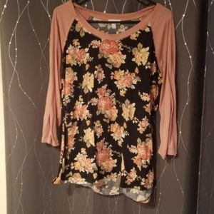 Floral and pink long sleeve tee